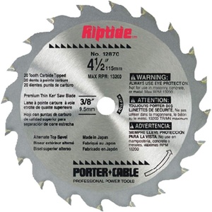 image:imagePORTERCABLE 12870 Riptide 412Inch 20 Tooth ATB Thin Kerf General Purpose Saw Blade with 38Inch Arbor
